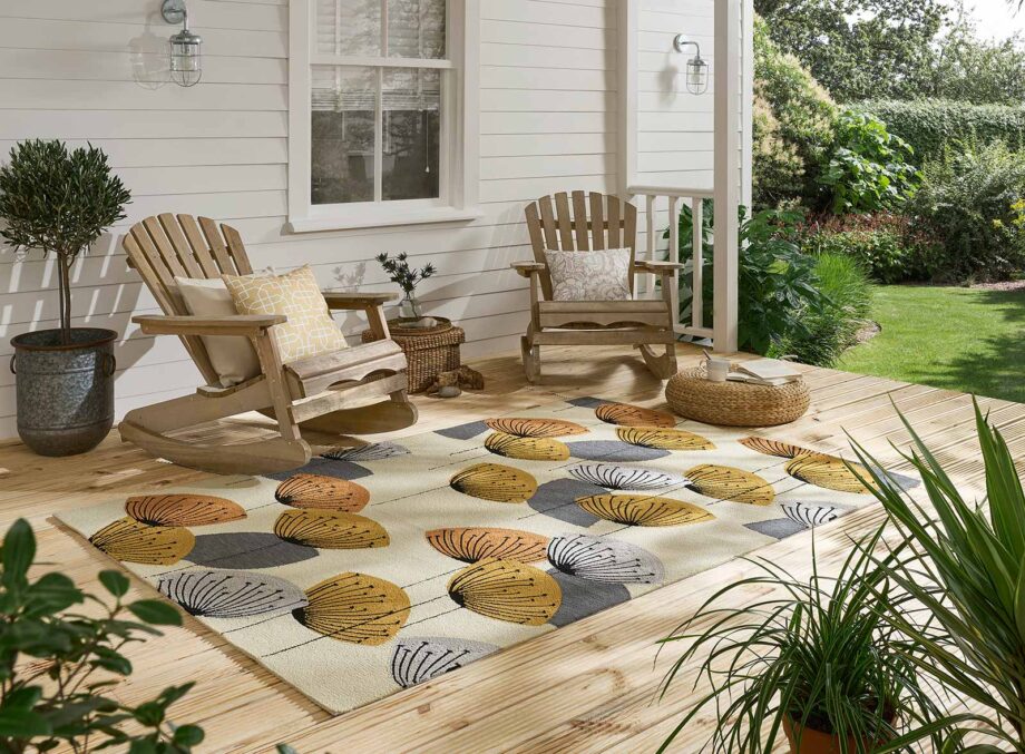Sanderson Dandelion Clocks Ochre Silver 445803 interior A outdoor