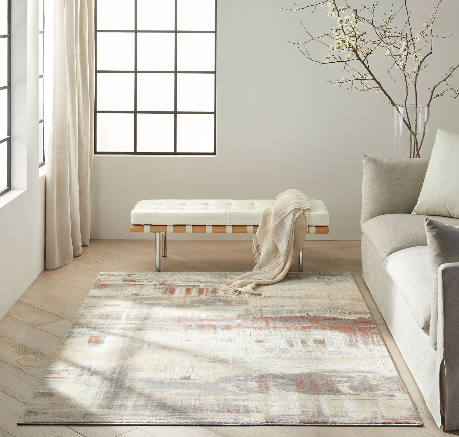 Calvin Klein tapete Enchanting CK005 ECH02 GYRUS GREY RUST 5x7 099446869814 interior 3