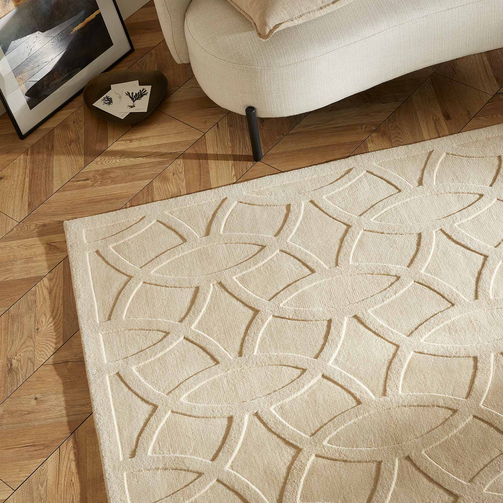 Concept Looms tapete Priory PR 101 CIRCLES IVORY Closer