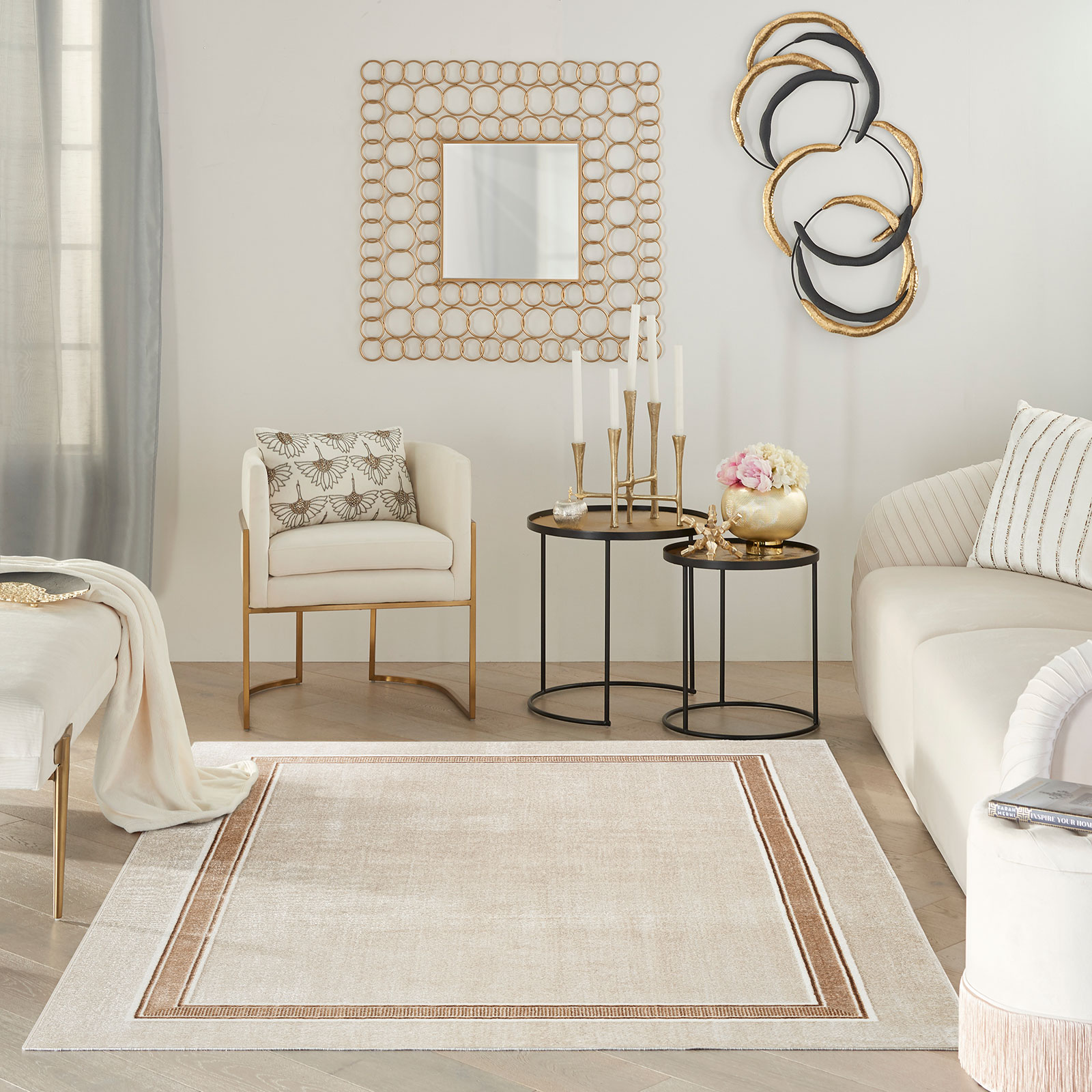 Nourison tapete Glitz GLZ08 IVCRM IVORY CREAM 5X7 099446134691 interior 1