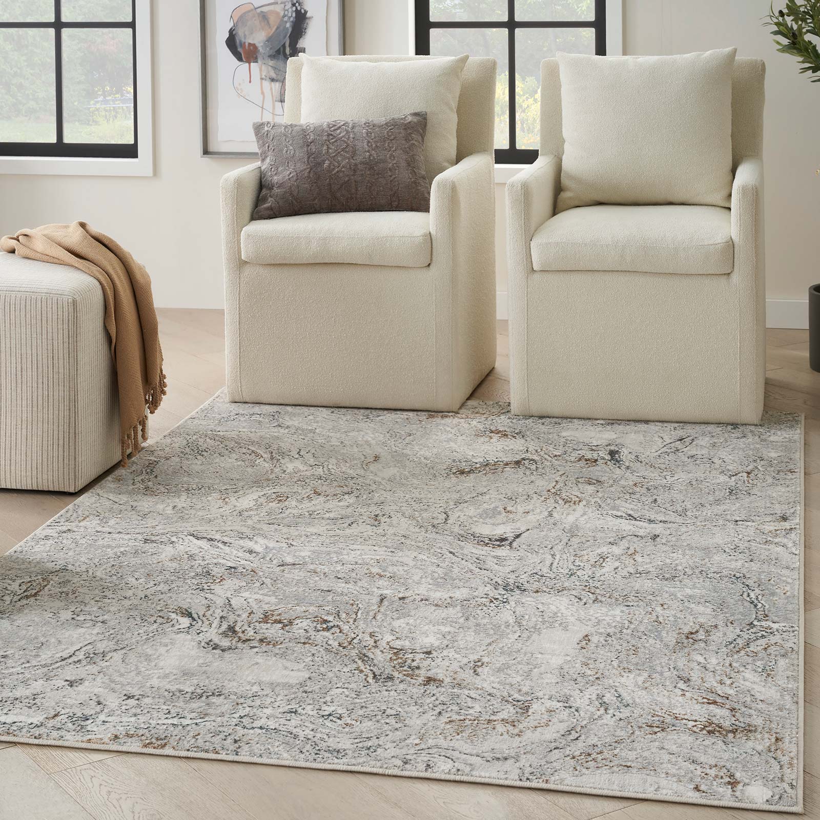 Nourison tapete Glitz GLZ20 GRYMT GREY MULTICOLOR 5x7 099446951090 interior 1