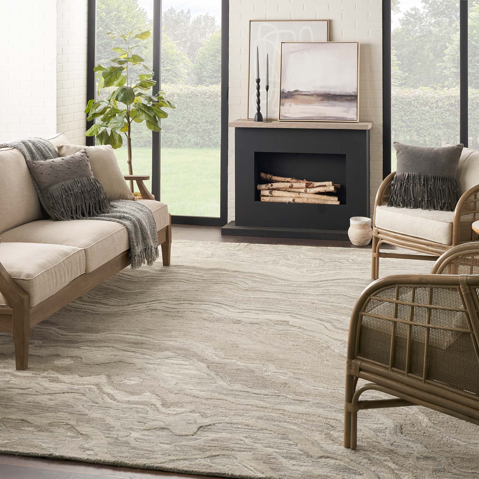 Nourison tapete Graceful GRU01 GREY 9x12 099446939197 interior 1