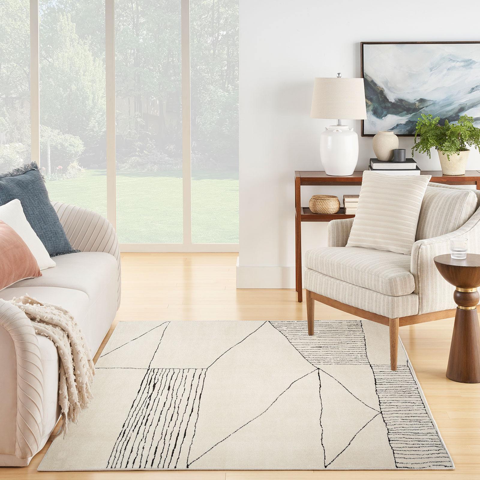 Nourison tapete Modern Comfort MNC02 IVBLK IVORY BLACK 5x7 099446902146 interior 4