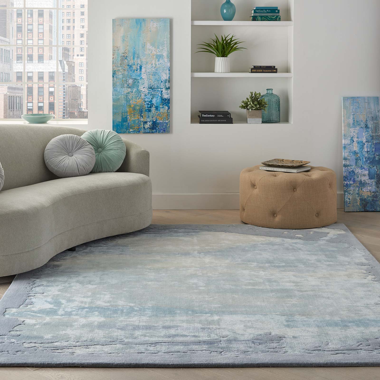 Nourison tapete Prismatic PRS19 SFMSL SEAFOAM SILVER 8X10 099446783349 interior 1