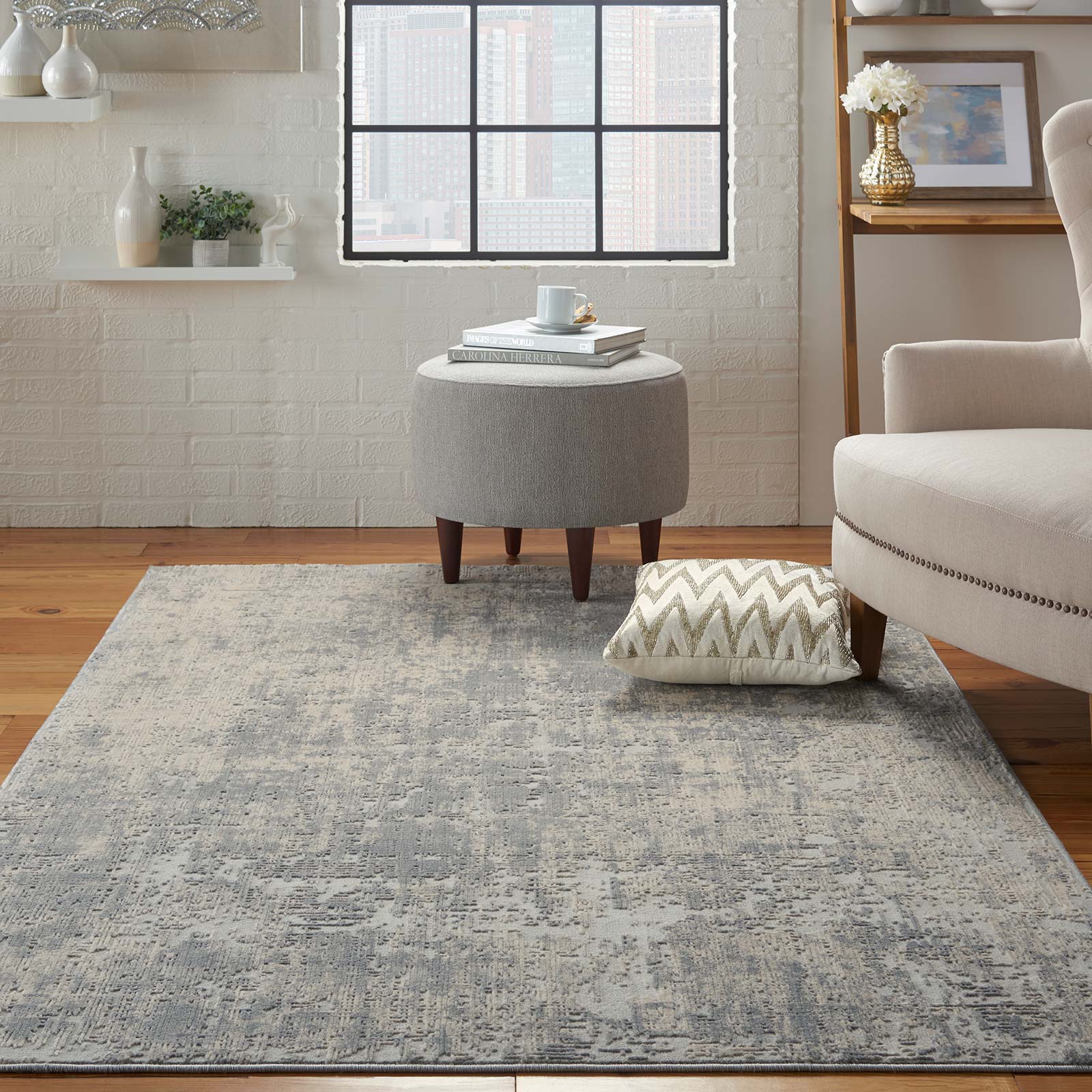 Nourison tapete Rustic Textures RUS01 IVSIL IVORY SILVER 5X7 099446476135 interior 1 C