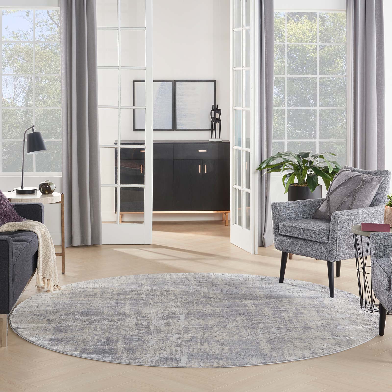 Nourison tapete Rustic Textures RUS01 IVSIL IVORY SILVER 8XRND 099446835888 interior 3