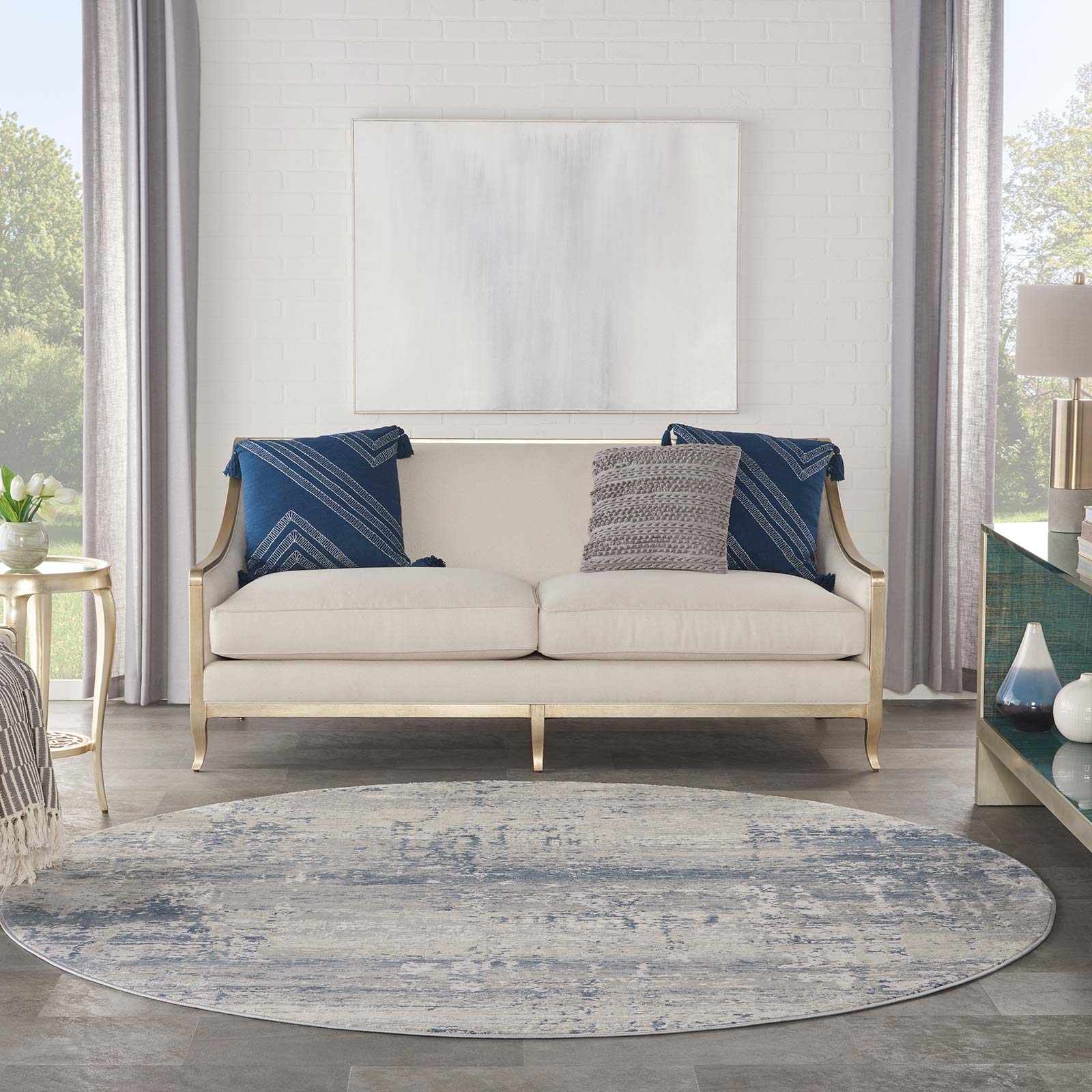 Nourison tapete Rustic Textures RUS10 IVBLU IVORY BLUE 8XRND 099446836045 interior 3