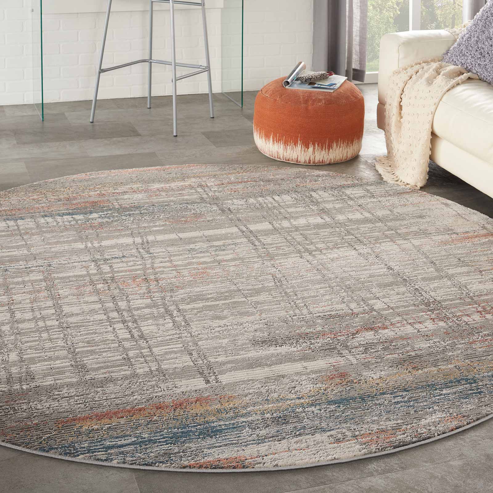 Nourison tapete Rustic Textures RUS12 GRYMT GREY MULTICOLOR 8XRND 099446836069 interior 1