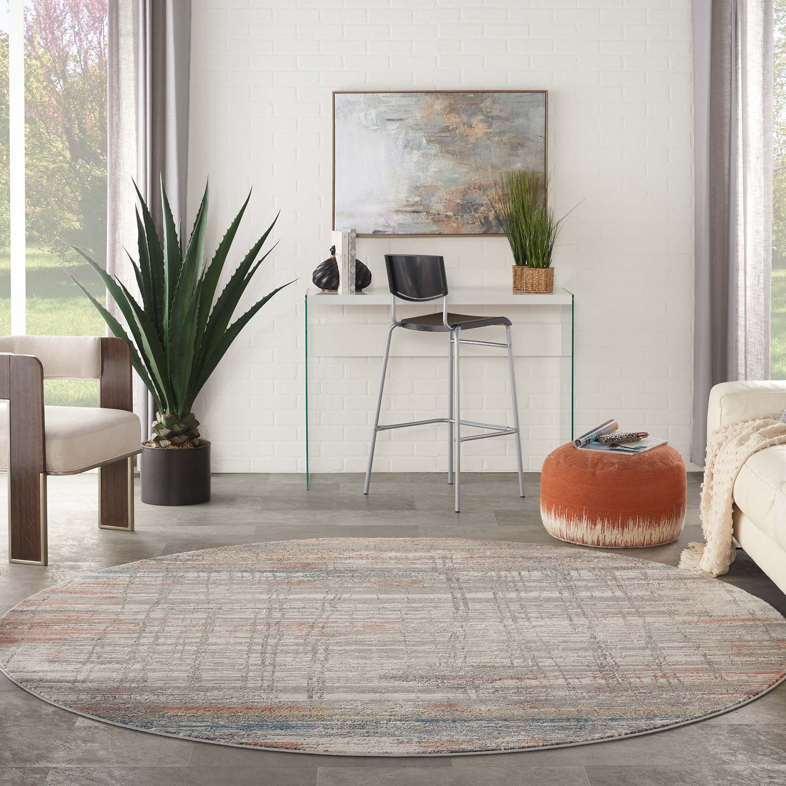 Nourison tapete Rustic Textures RUS12 GRYMT GREY MULTICOLOR 8XRND 099446836069 interior 3