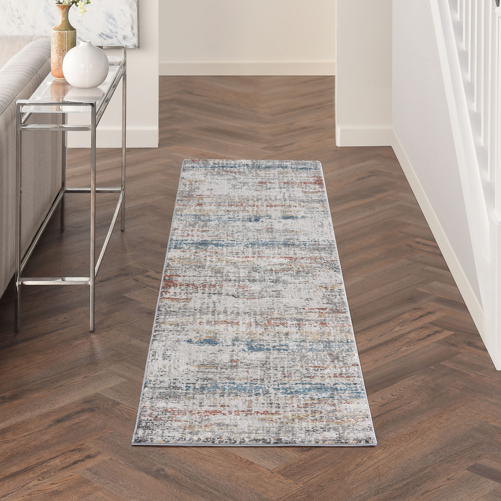 Nourison tapete Rustic Textures RUS14 LTGMT LIGHT GREY MULTICOLOR 2x8 099446799234 interior 1
