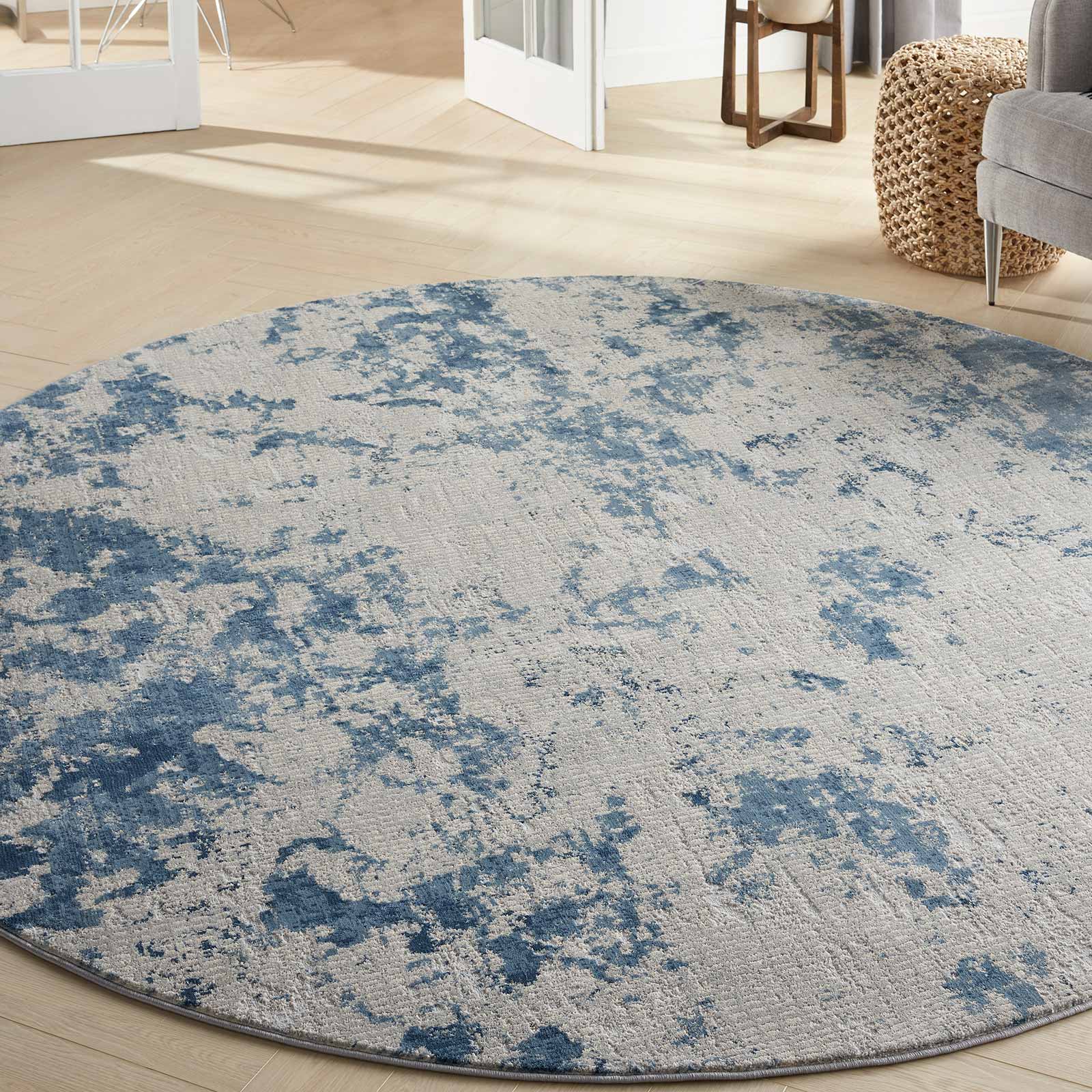 Nourison tapete Rustic Textures RUS16 GRYBL GREY BLUE 8XRND 099446836120 interior 1