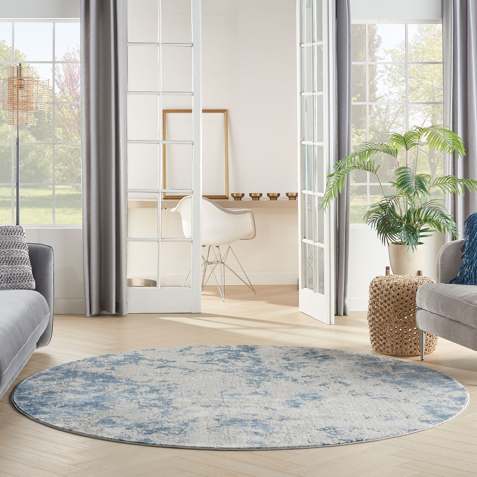 Nourison tapete Rustic Textures RUS16 GRYBL GREY BLUE 8XRND 099446836120 interior 3