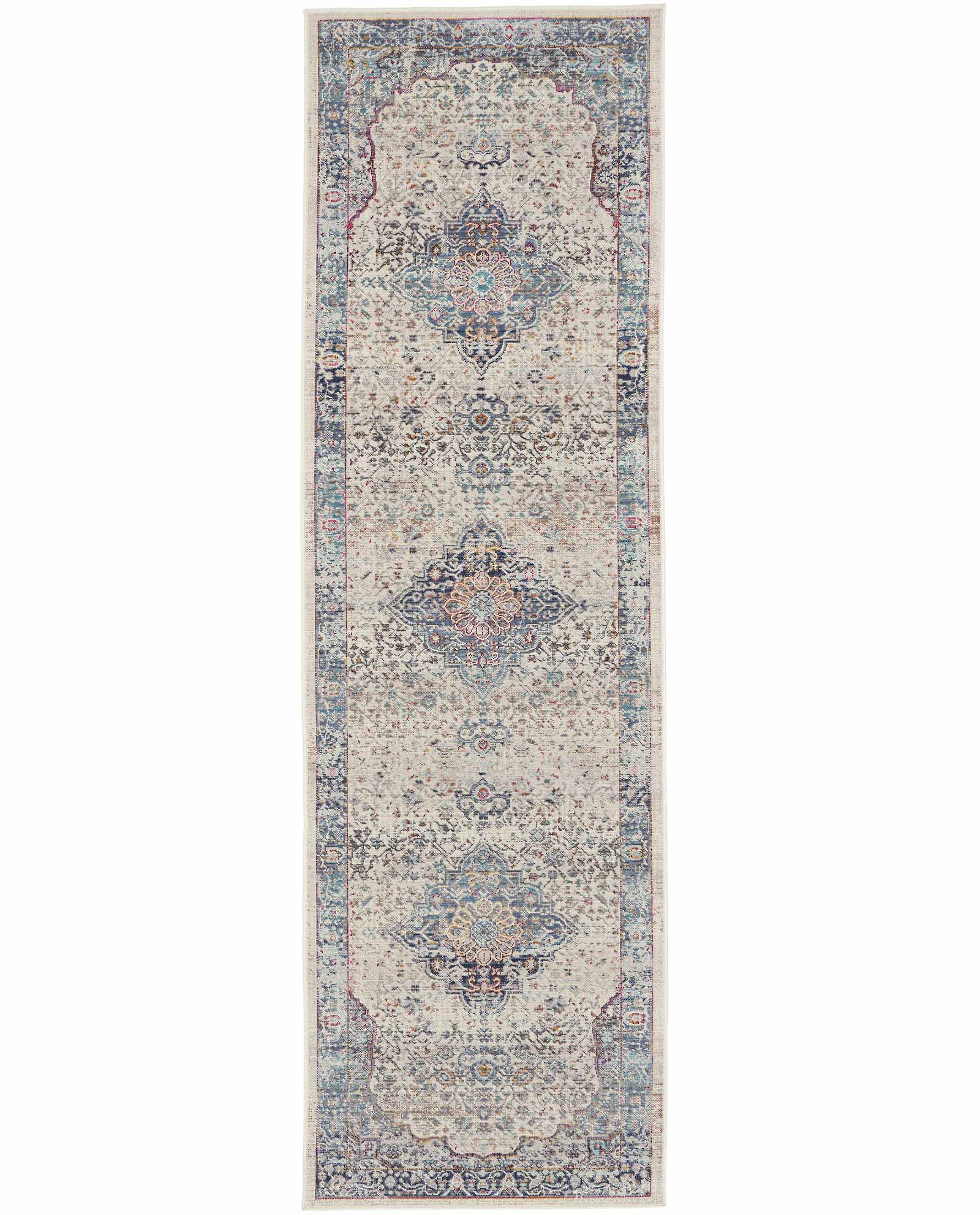 Nourison tapete Vintage Kashan VKA07 IVBLU IVORY BLUE 2x8 099446812032