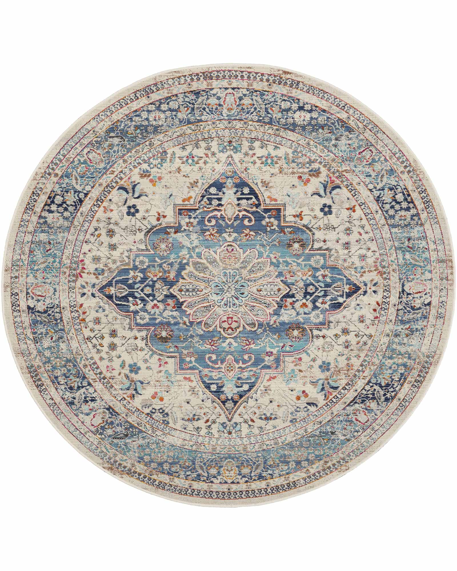 Nourison tapete Vintage Kashan VKA07 IVBLU IVORY BLUE 6xRND 099446812100